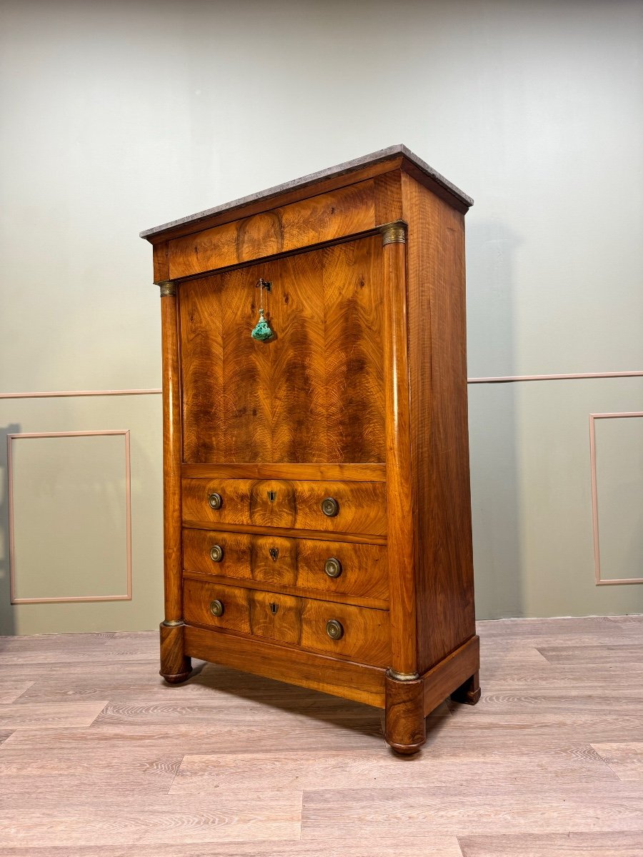 Secretary In Flamed Mahogany From Empire Period 19th Century -photo-4