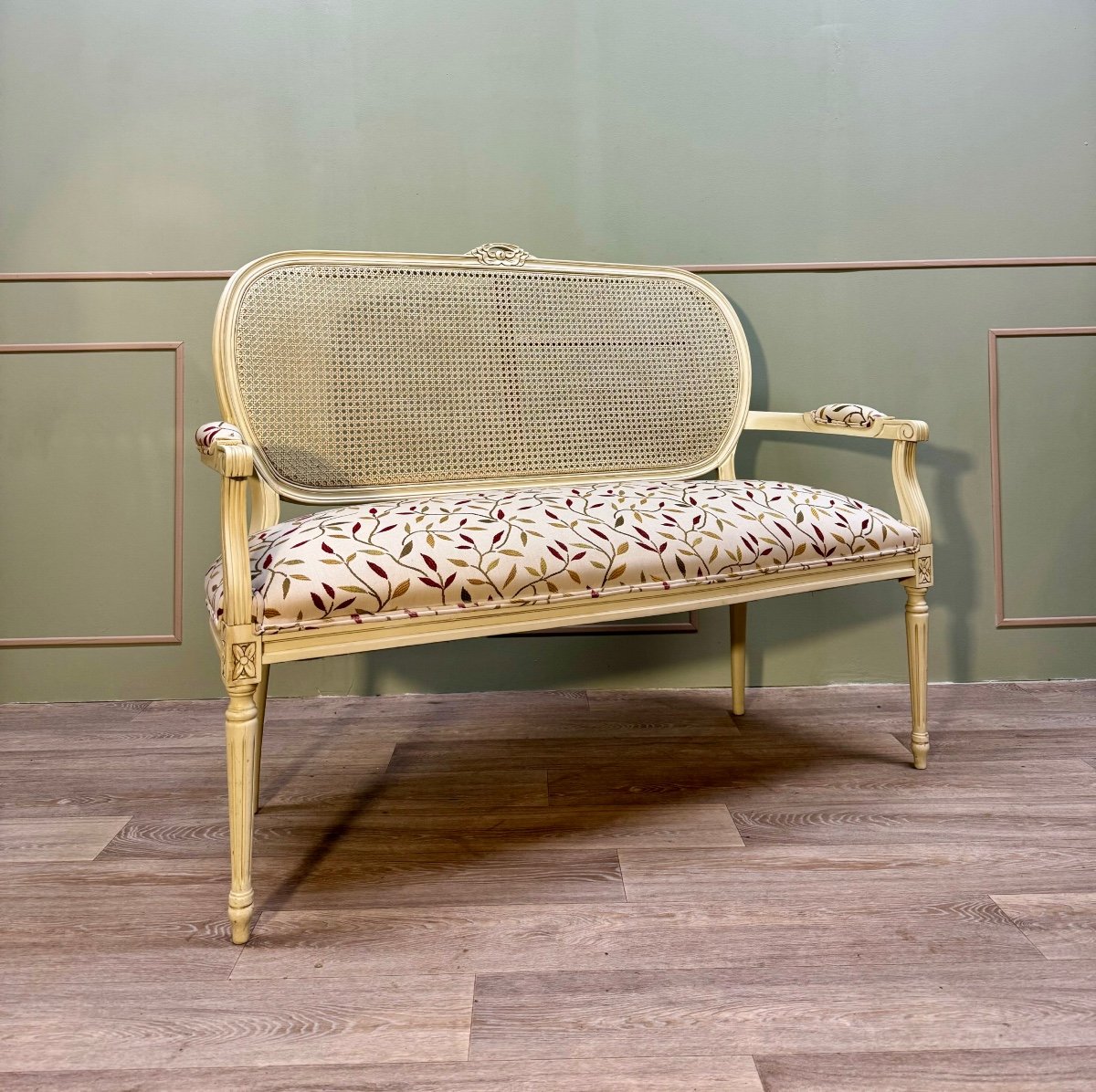 Louis XVI Style Lacquered Wood Bench -photo-5