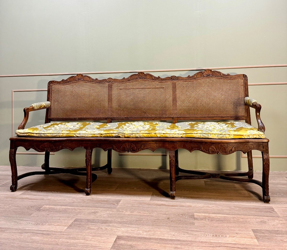 Bench Sofa In Cane Walnut From Regency Period XVIII Eme Century -photo-4