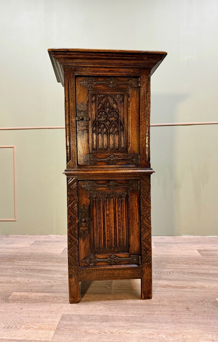 Neo-gothic Style Oak Storage Unit 19th Century-photo-3