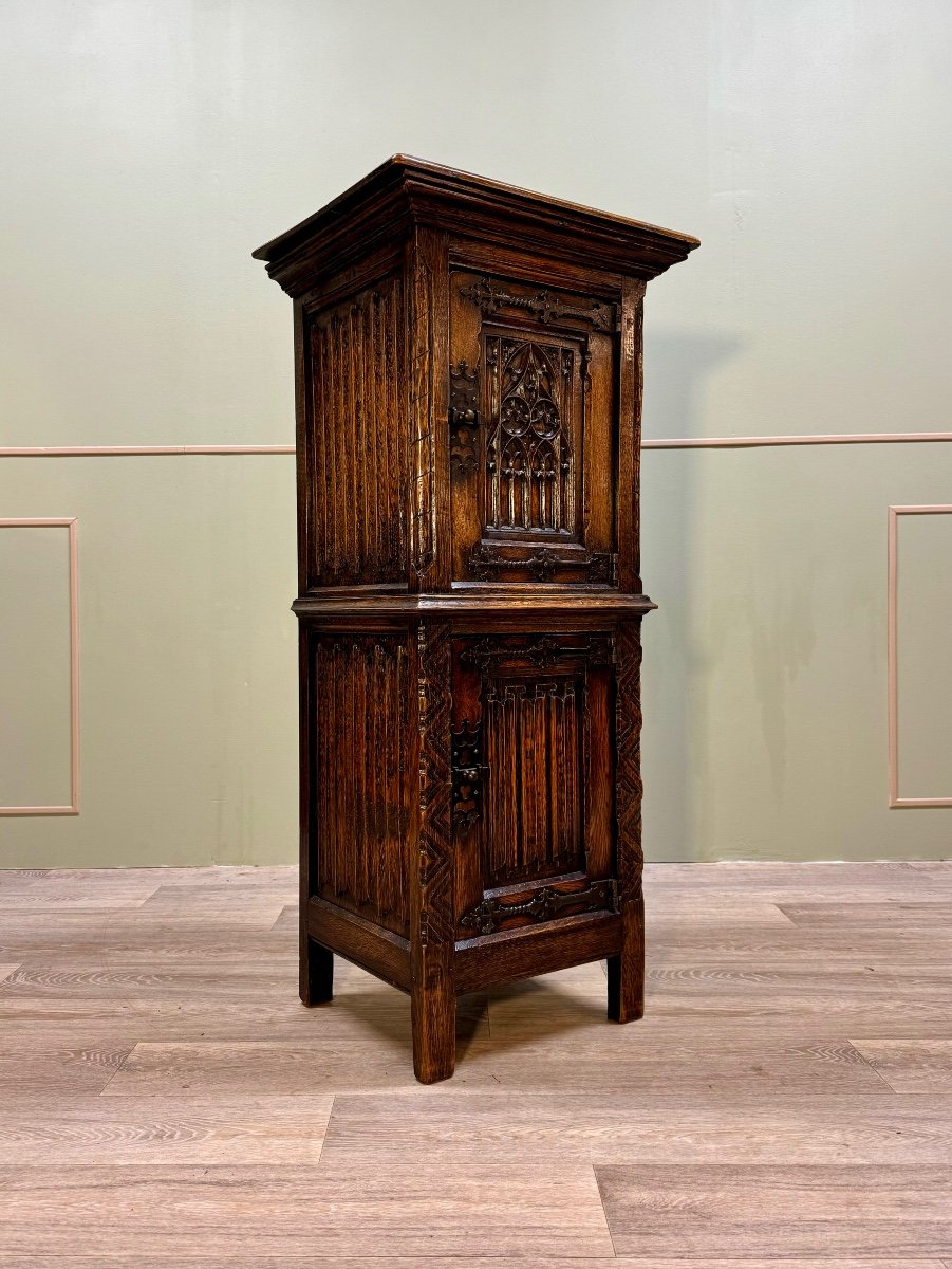Neo-gothic Style Oak Storage Unit 19th Century