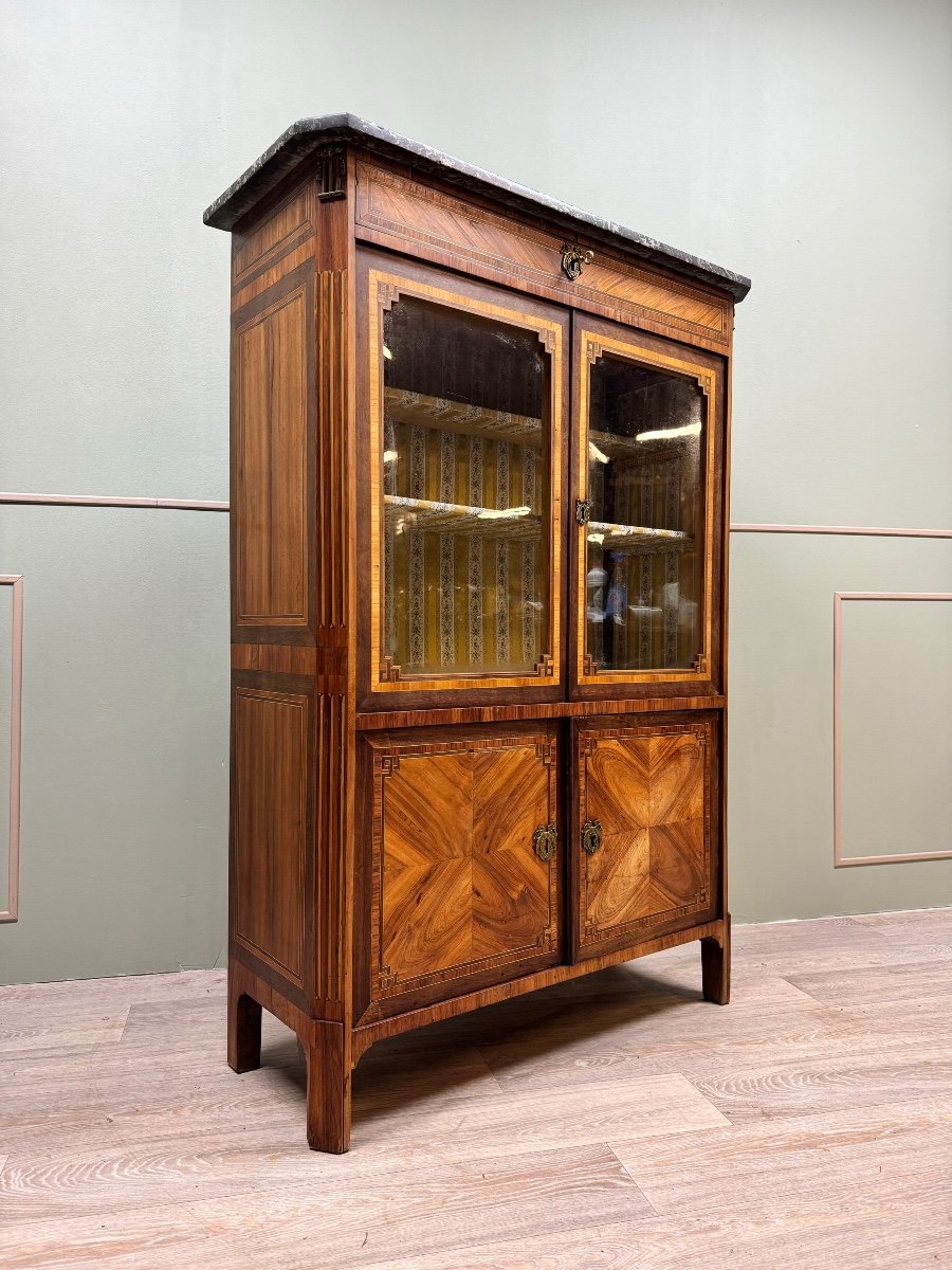 Louis XVI Marquetry Showcase XVIII Eme Century -photo-4