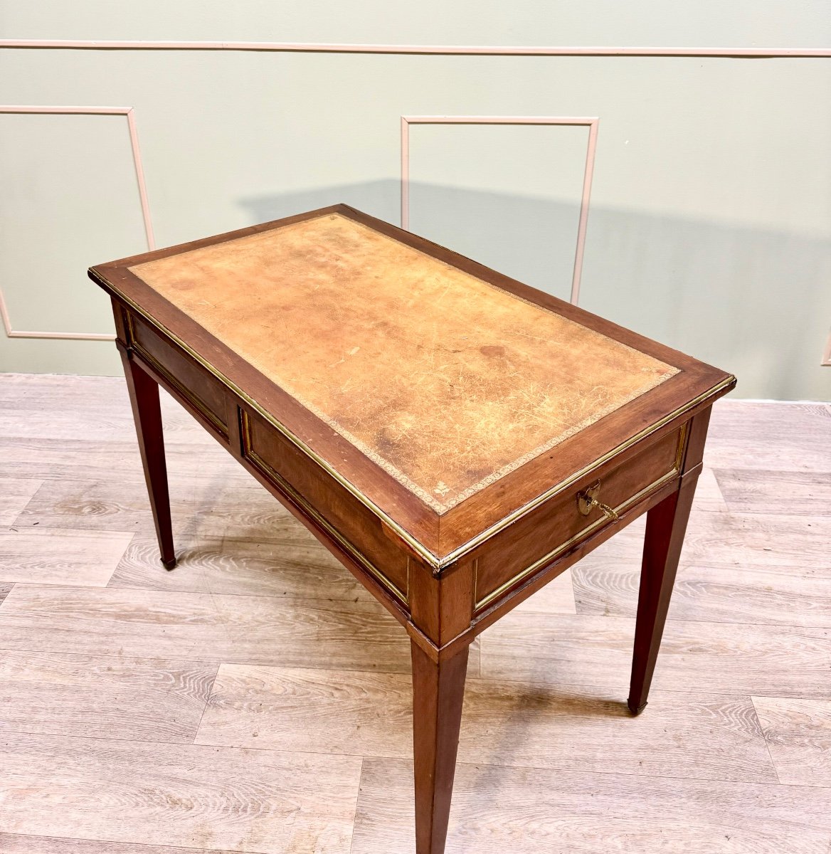 Flat Desk With Side Drawers In Mahogany Louis XVI XVIII Eme Century -photo-1