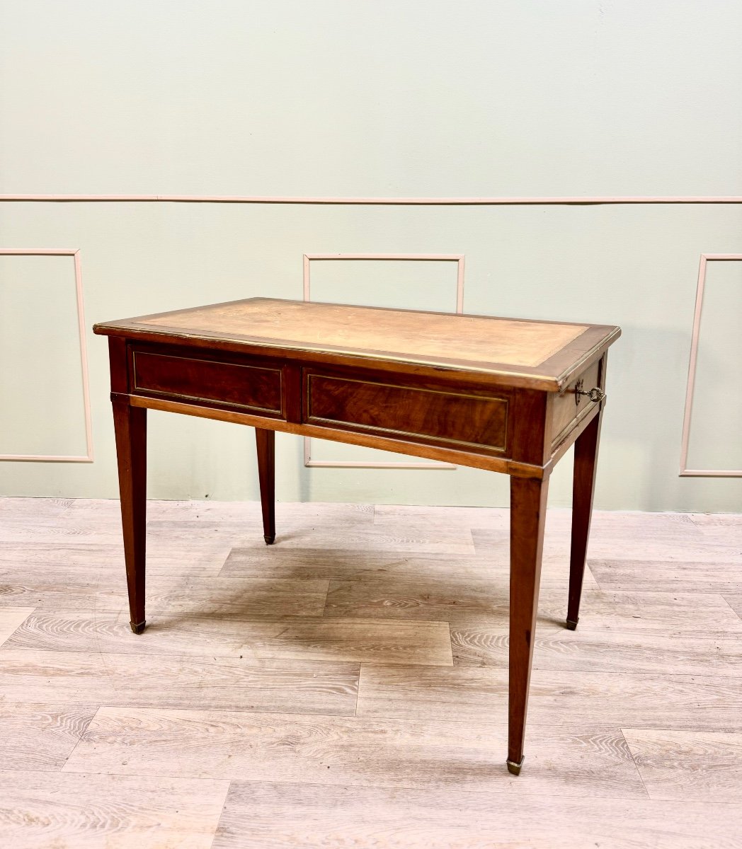 Flat Desk With Side Drawers In Mahogany Louis XVI XVIII Eme Century -photo-3