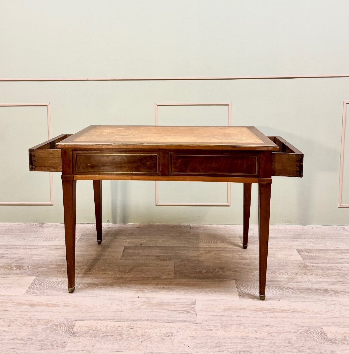 Flat Desk With Side Drawers In Mahogany Louis XVI XVIII Eme Century -photo-5