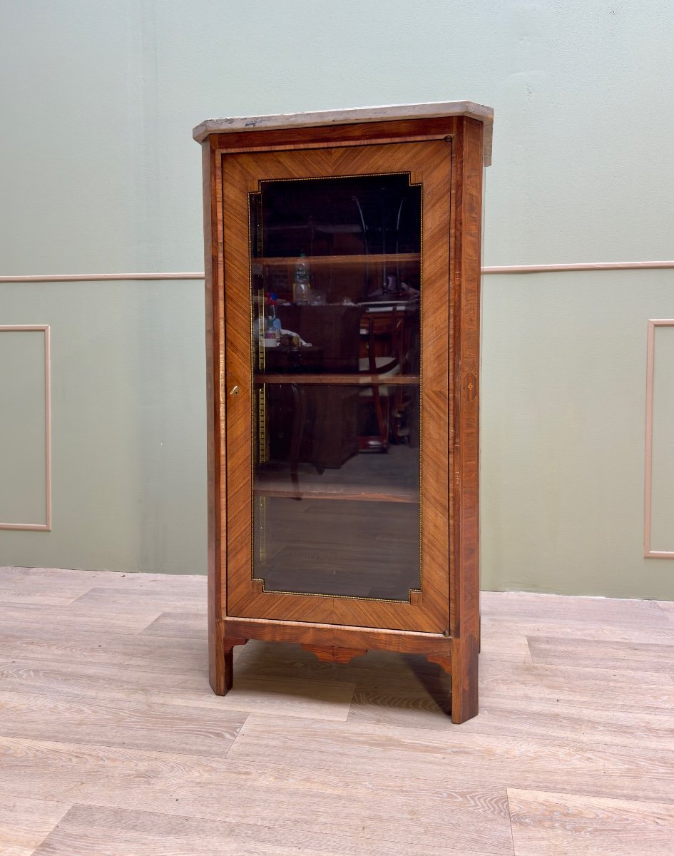 Showcase With Cut Sides In Marquetry Louis XVI XVIII Eme Century -photo-1