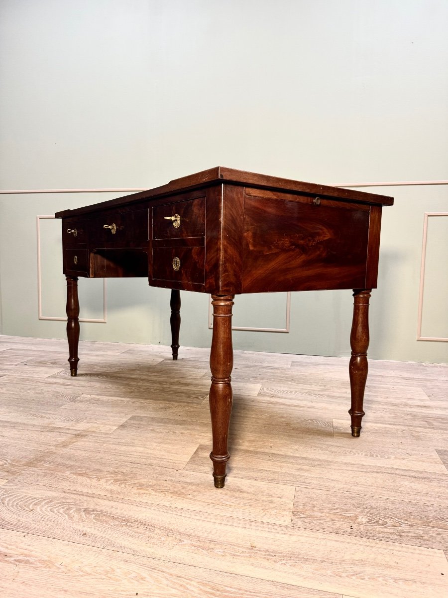 Flat Desk In Mahogany And Mahogany Feather Jacob Feet Louis Philippe Period XIX Eme Century -photo-4