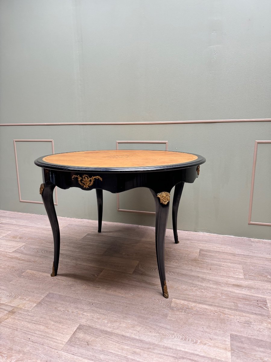 Dining Room Table In Blackened Wood Louis XV Style XIX Eme Century -photo-3
