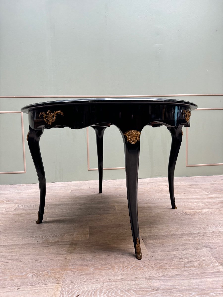 Dining Room Table In Blackened Wood Louis XV Style XIX Eme Century -photo-6