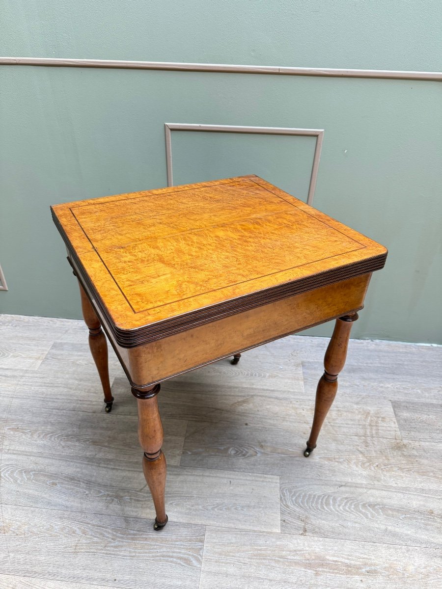 Games Table In Speckled Maple From Charles X XIX Eme Century -photo-4