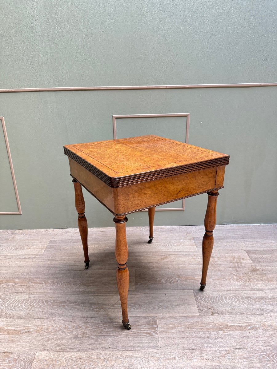 Games Table In Speckled Maple From Charles X XIX Eme Century -photo-2