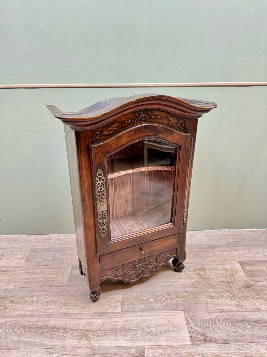 Verriau, Petit Meuble à Suspendre provençale En Noyer D’époque Louis XV Marque De Château -photo-7