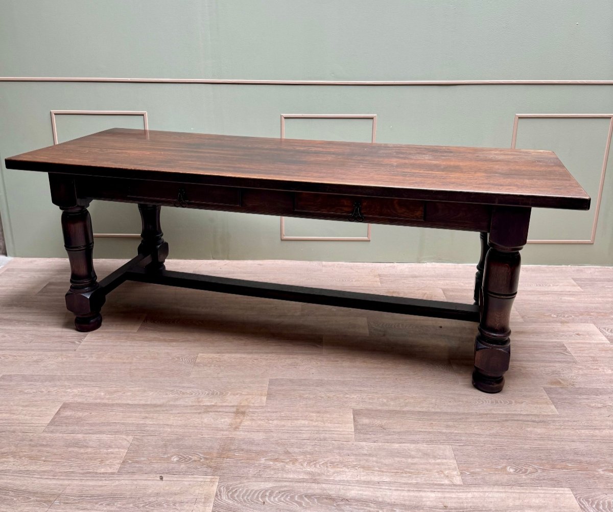 Large Louis XIII Style Oak Monastery Table-photo-4