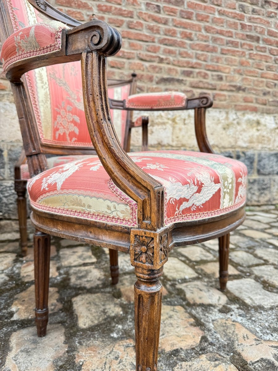 Suite Of Six Armchairs In Natural Wood From Louis XVI XVIII Eme Century -photo-1