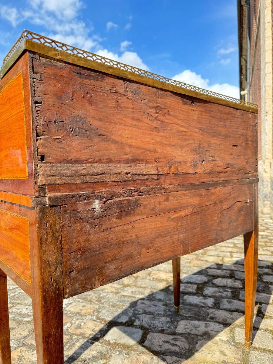 Martin Ohneberg Secretary Desk With Cylinder In Marquetry Louis XVI Period Stamped -photo-6