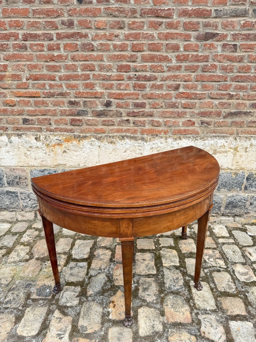 Louis XVI Style Mahogany Half Moon Table XIX Eme Century -photo-2