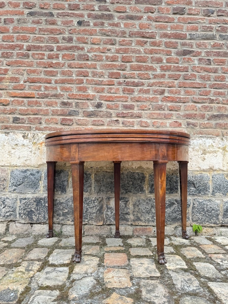 Louis XVI Style Mahogany Half Moon Table XIX Eme Century -photo-3