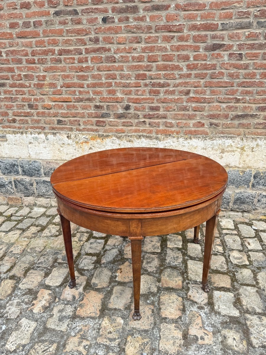 Louis XVI Style Mahogany Half Moon Table XIX Eme Century -photo-1