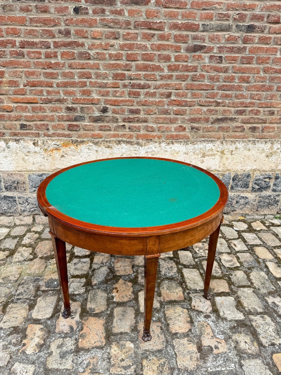 Louis XVI Style Mahogany Half Moon Table XIX Eme Century -photo-2