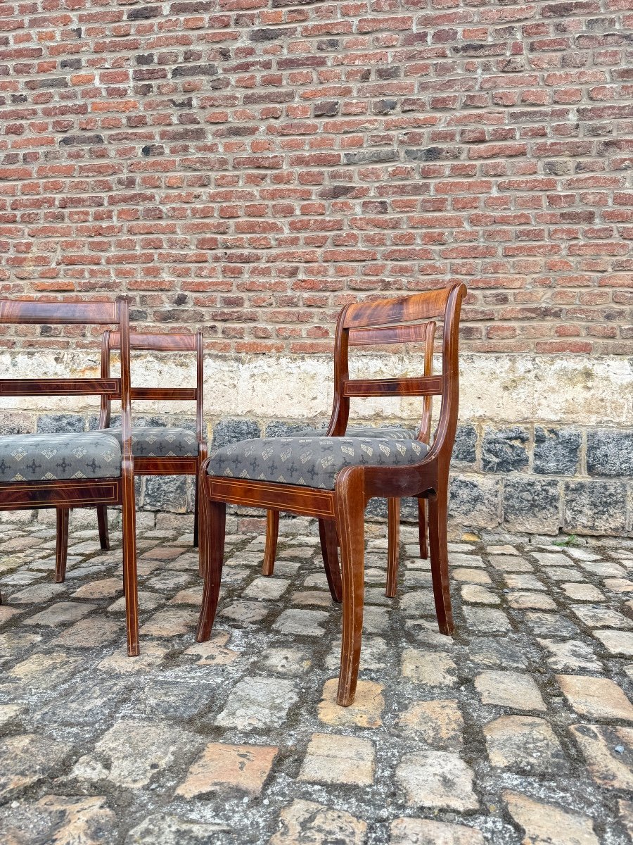 Suite Of Four Mahogany Dining Room Chairs From Charles X XIX Eme Century -photo-2