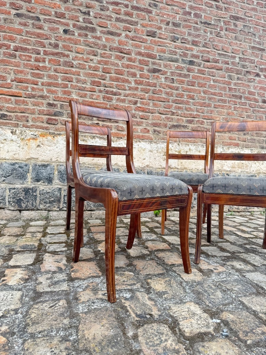 Suite Of Four Mahogany Dining Room Chairs From Charles X XIX Eme Century -photo-3