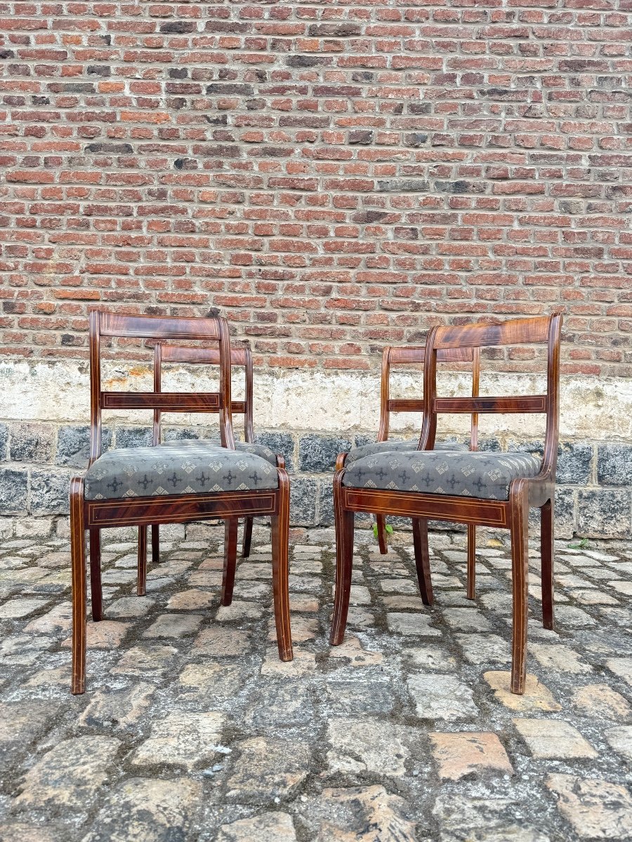Suite Of Four Mahogany Dining Room Chairs From Charles X XIX Eme Century 