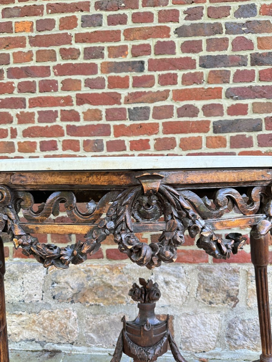 Console Demi Lune En Bois Naturel D’époque Louis XVI XVIII Eme Siècle -photo-4