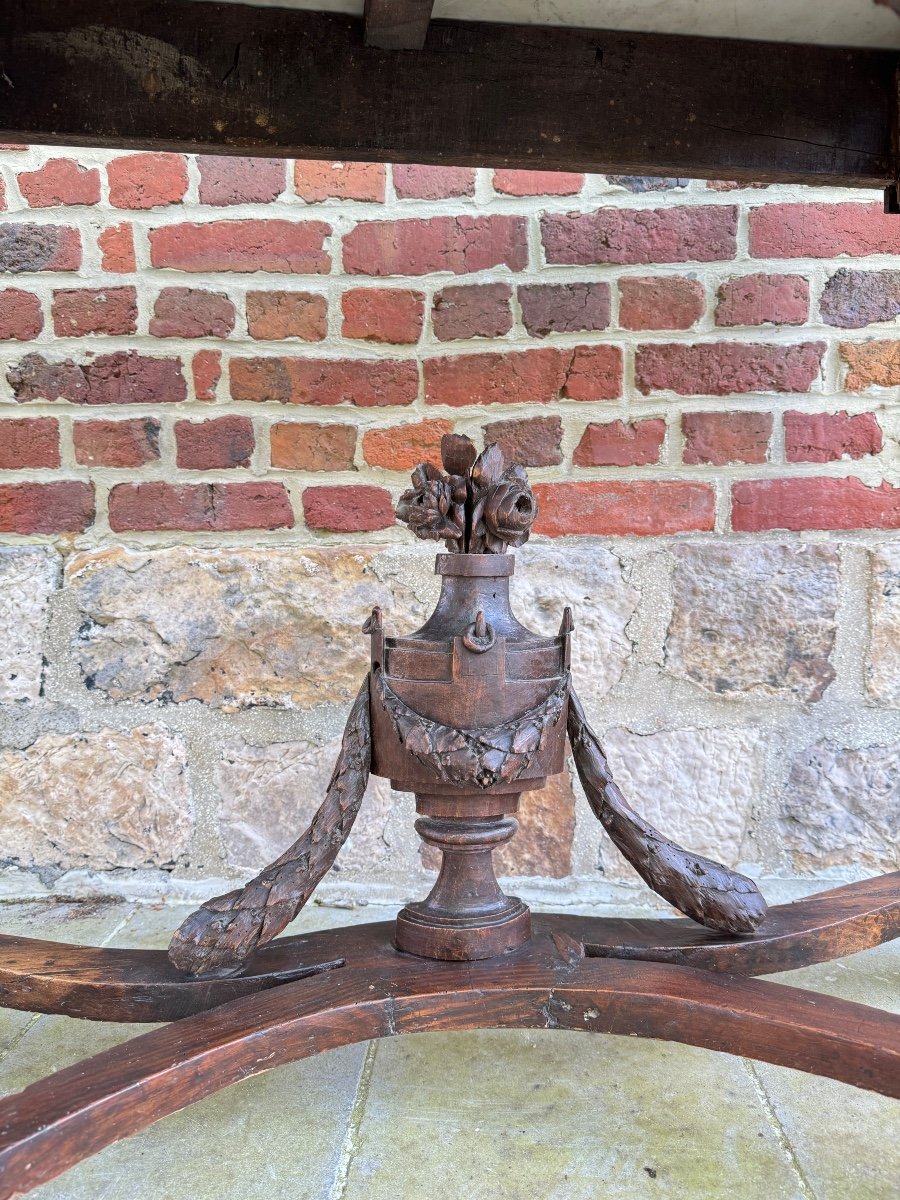 Console Demi Lune En Bois Naturel D’époque Louis XVI XVIII Eme Siècle -photo-2