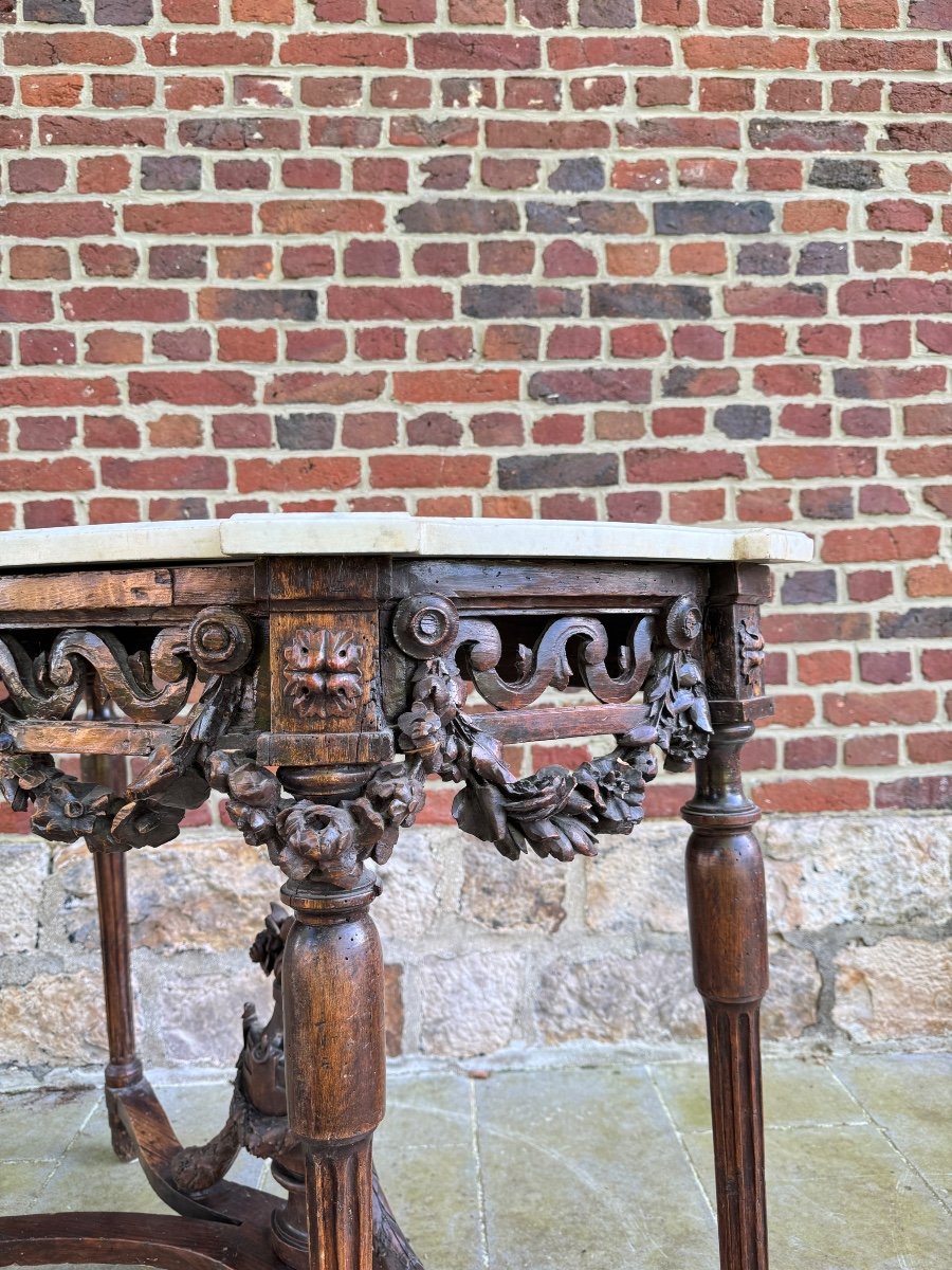 Console Demi Lune En Bois Naturel D’époque Louis XVI XVIII Eme Siècle -photo-3