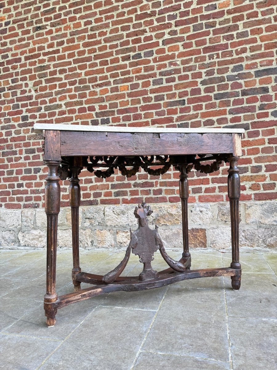 Console Demi Lune En Bois Naturel D’époque Louis XVI XVIII Eme Siècle -photo-6