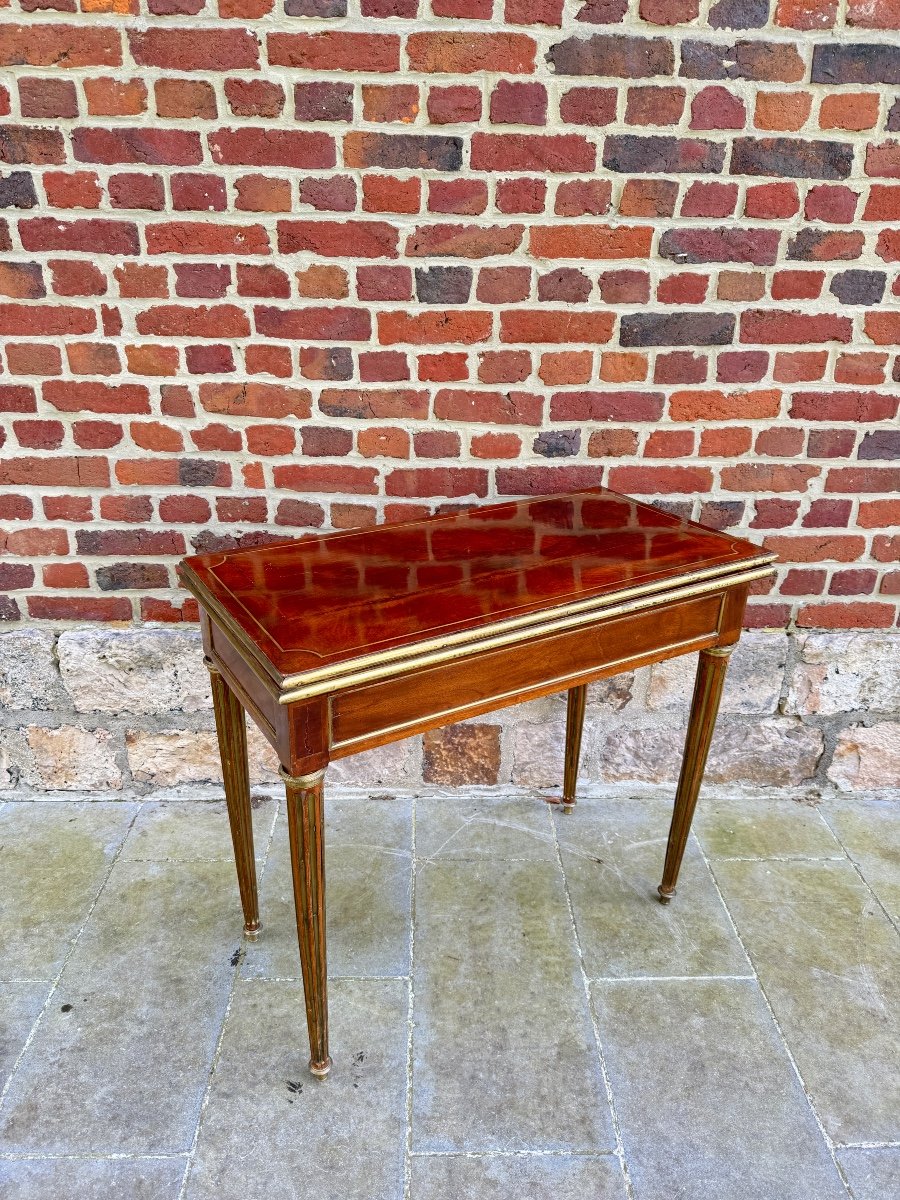 Louis XVI Style Mahogany Games Table XIX Eme Century -photo-3