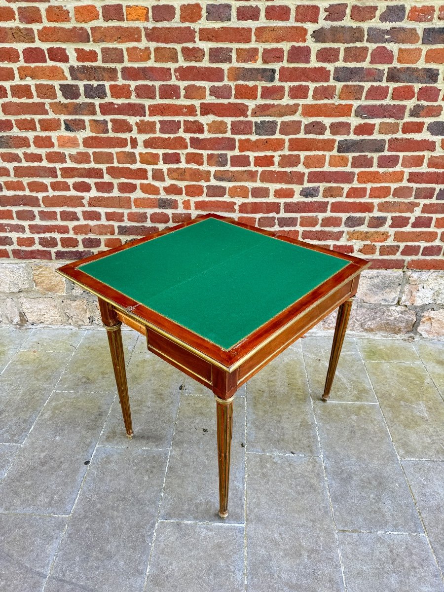 Louis XVI Style Mahogany Games Table XIX Eme Century -photo-4
