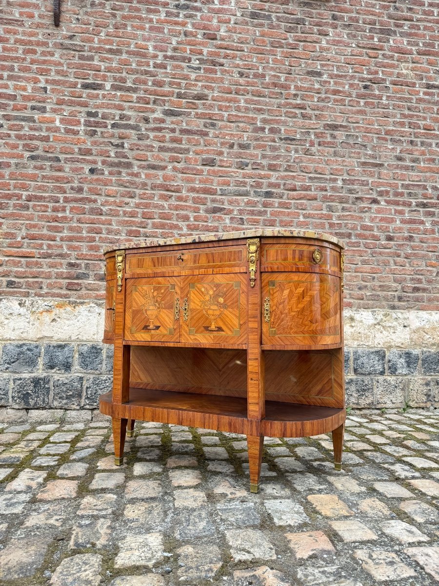 Console, Desserte En Marqueterie De Style Louis XVI XIX Eme Siècle -photo-4