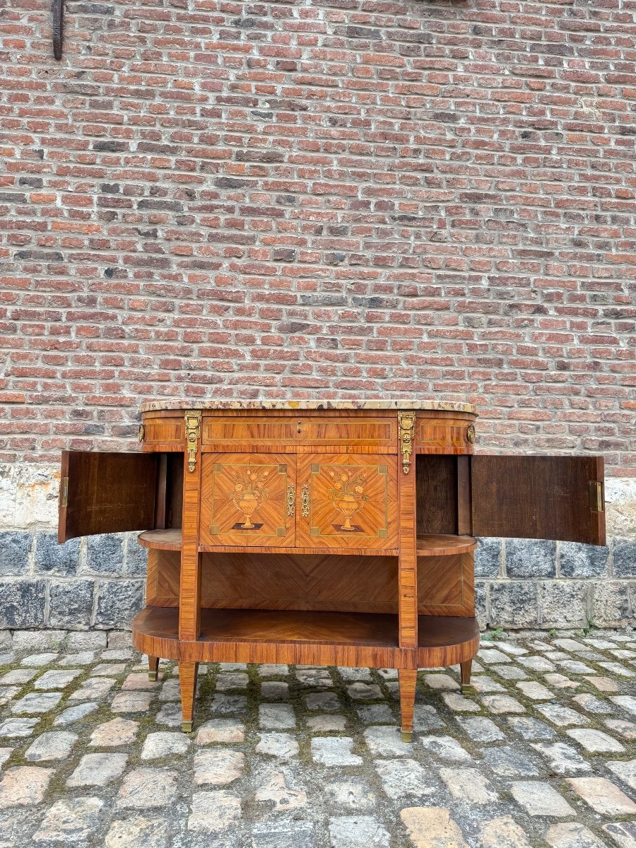 Console, Desserte En Marqueterie De Style Louis XVI XIX Eme Siècle -photo-2