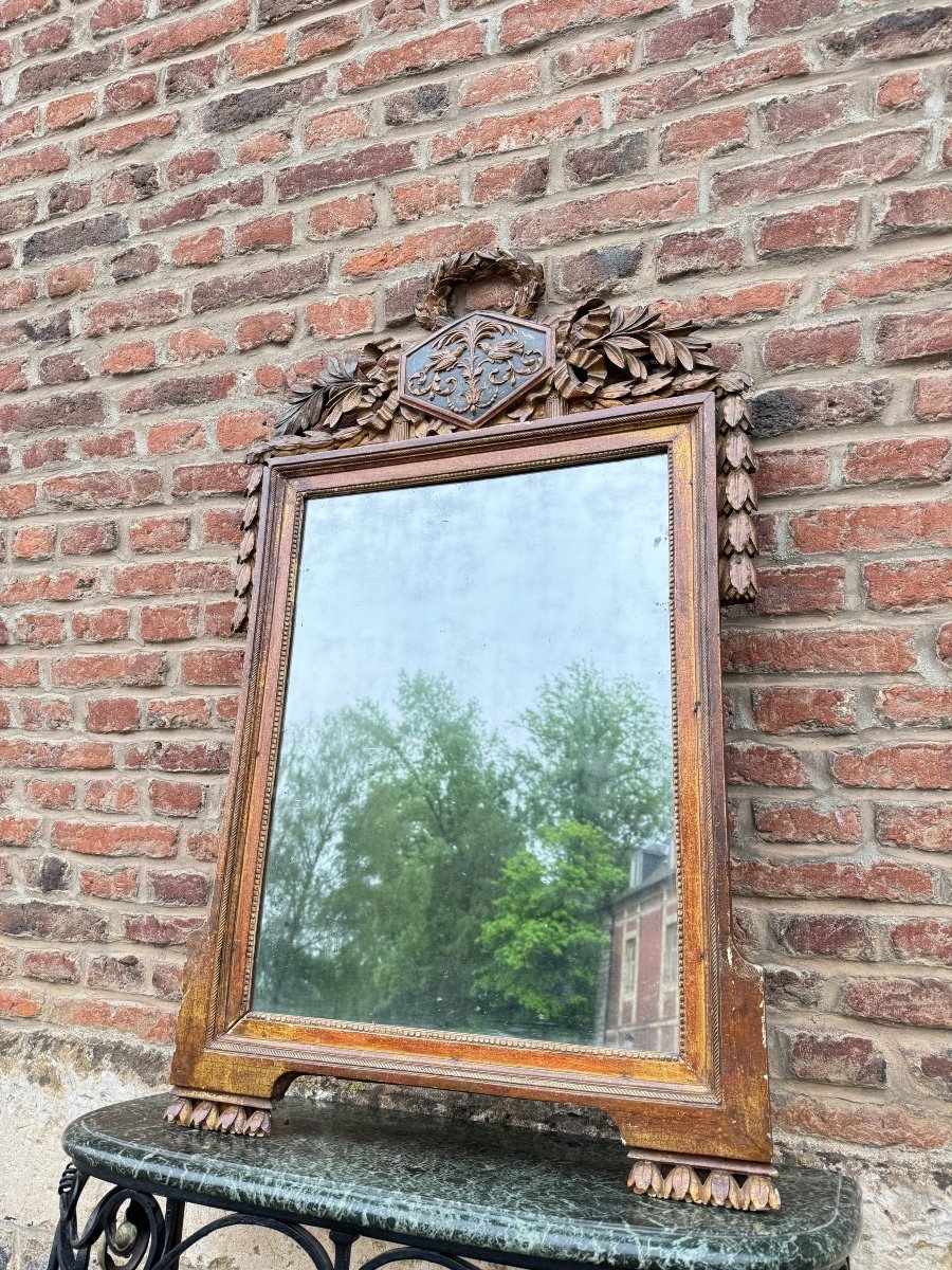 Miroir En Bois Doré D’époque Louis XVI XVIII Eme Siècle -photo-2