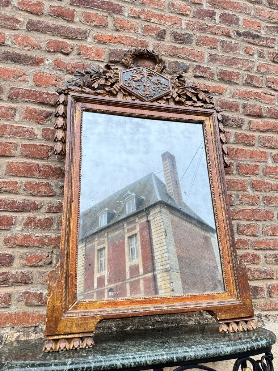 Miroir En Bois Doré D’époque Louis XVI XVIII Eme Siècle -photo-3
