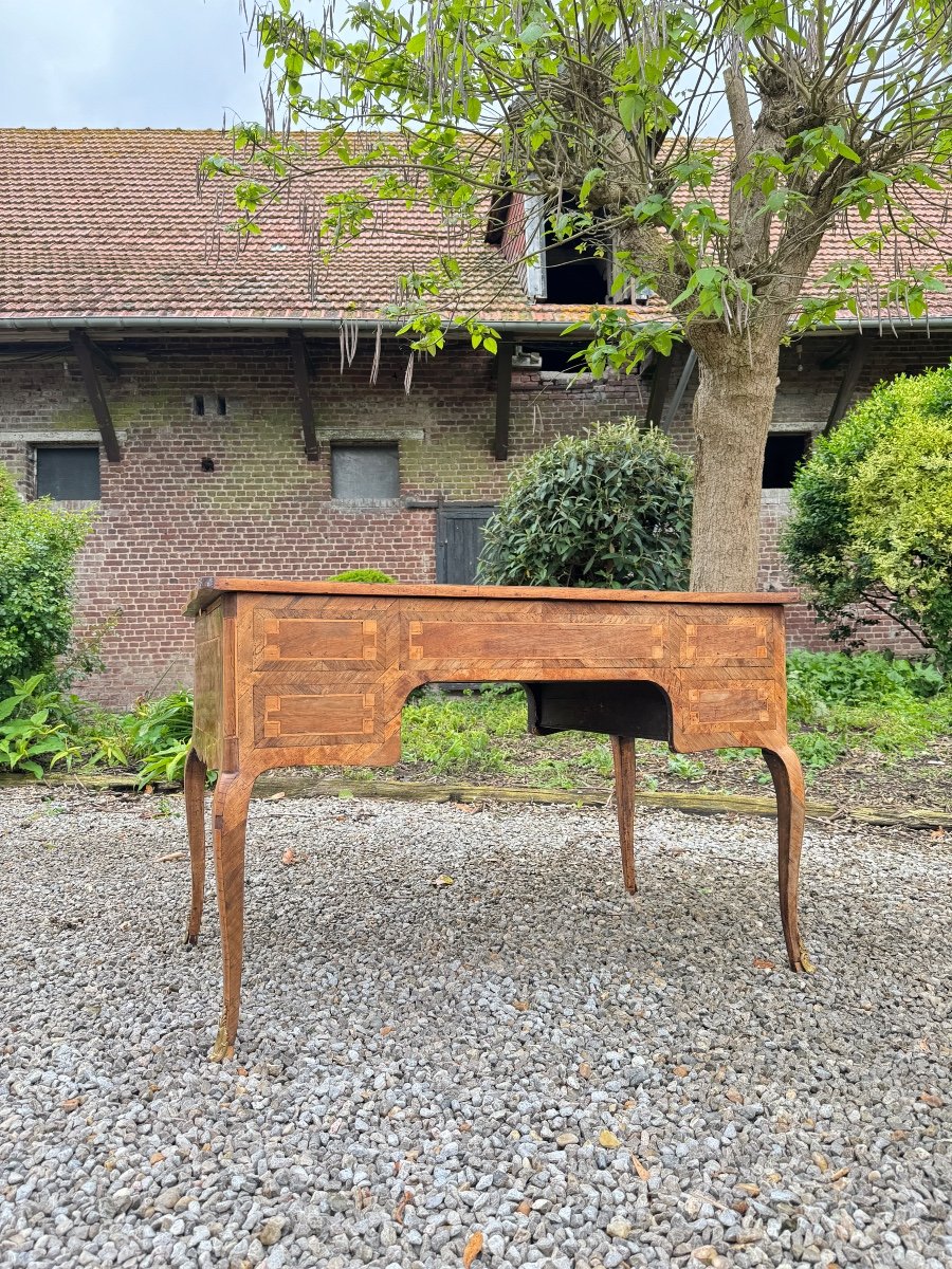 Middle Flat Desk In Marquetry On All Sides From Louis XV Period XVIII Eme Century -photo-1