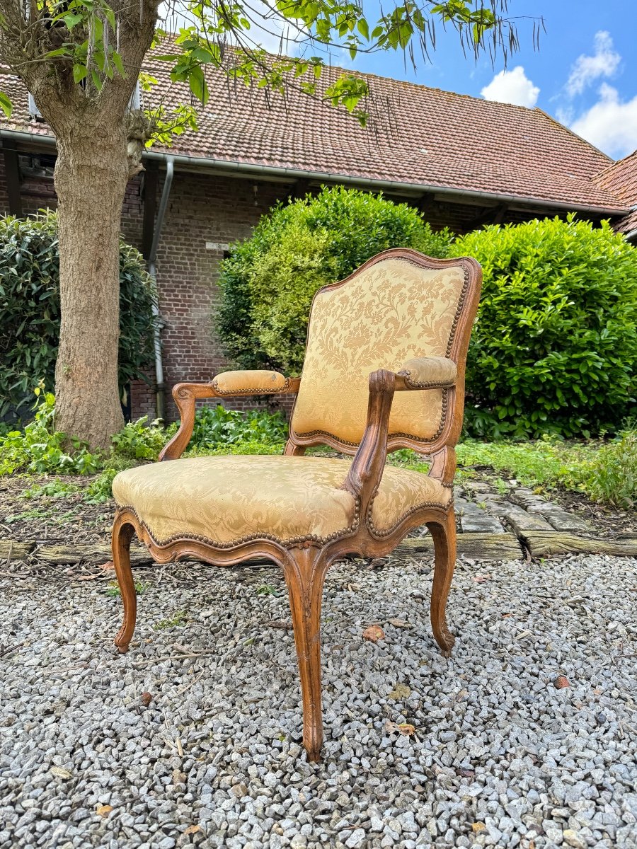 Fauteuil En Noyer D’époque Louis XV XVIII Eme Siècle -photo-2