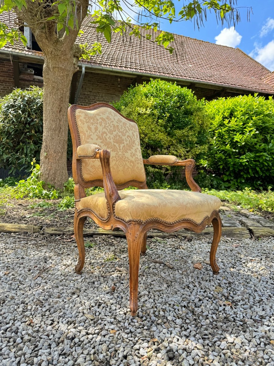Fauteuil En Noyer D’époque Louis XV XVIII Eme Siècle -photo-3