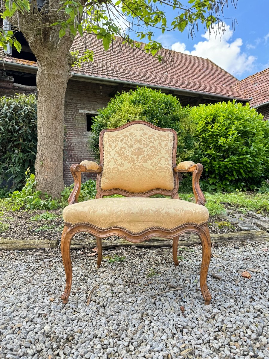 Fauteuil En Noyer D’époque Louis XV XVIII Eme Siècle -photo-3