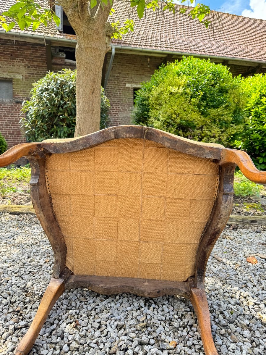 Fauteuil En Noyer D’époque Louis XV XVIII Eme Siècle -photo-6