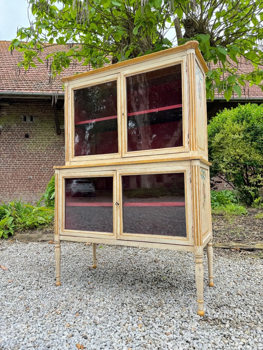 Vitrine  En Bois Peint D’époque Louis XVI XVIII Eme Siècle -photo-2