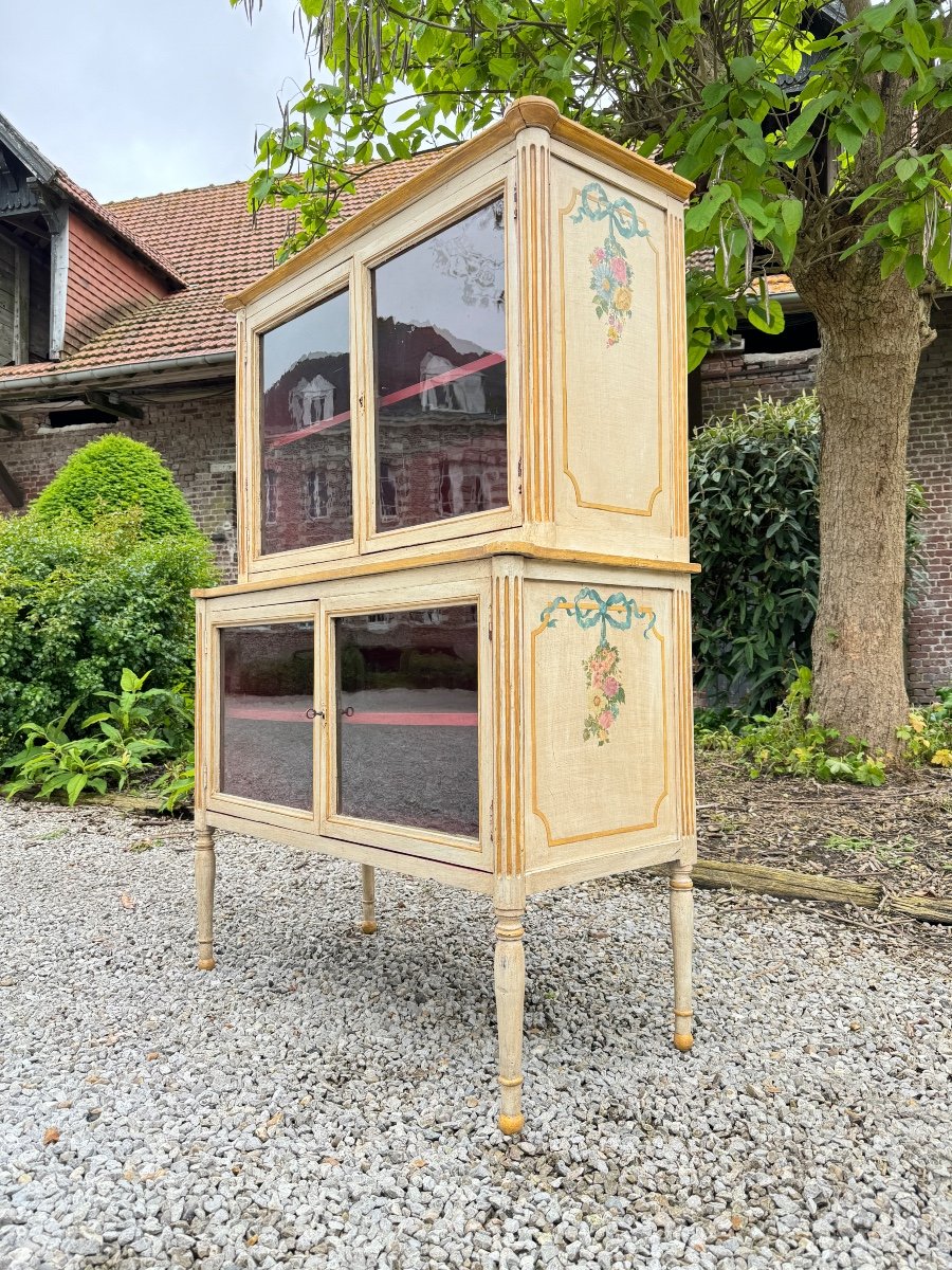 Vitrine  En Bois Peint D’époque Louis XVI XVIII Eme Siècle -photo-3