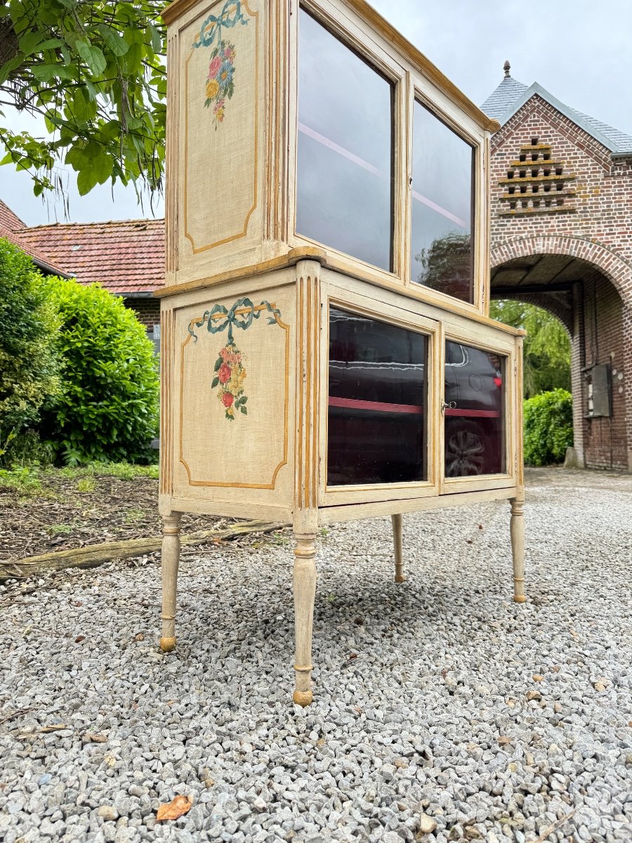 Vitrine  En Bois Peint D’époque Louis XVI XVIII Eme Siècle -photo-3
