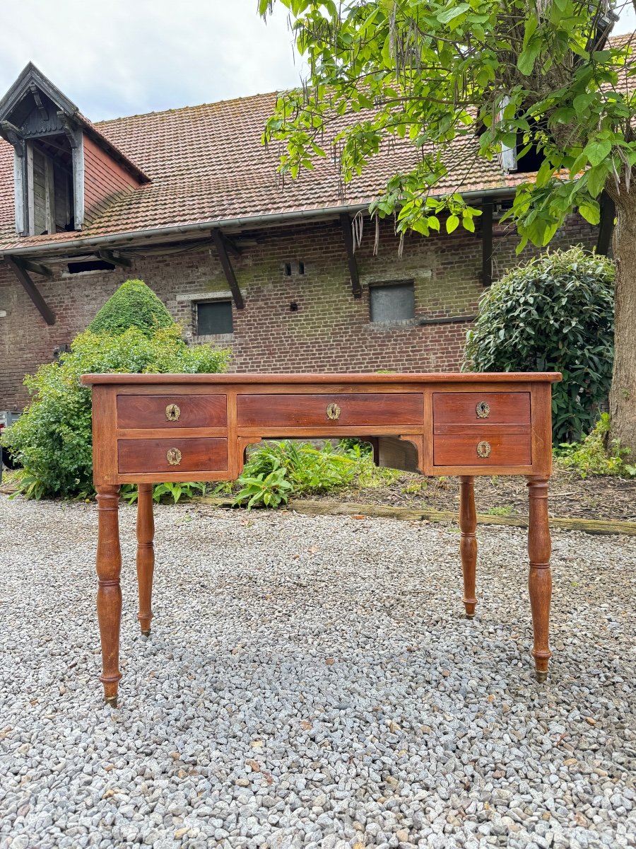 Bureau Plat En Acajou De Style Louis Philippe XIX Eme Siècle -photo-3