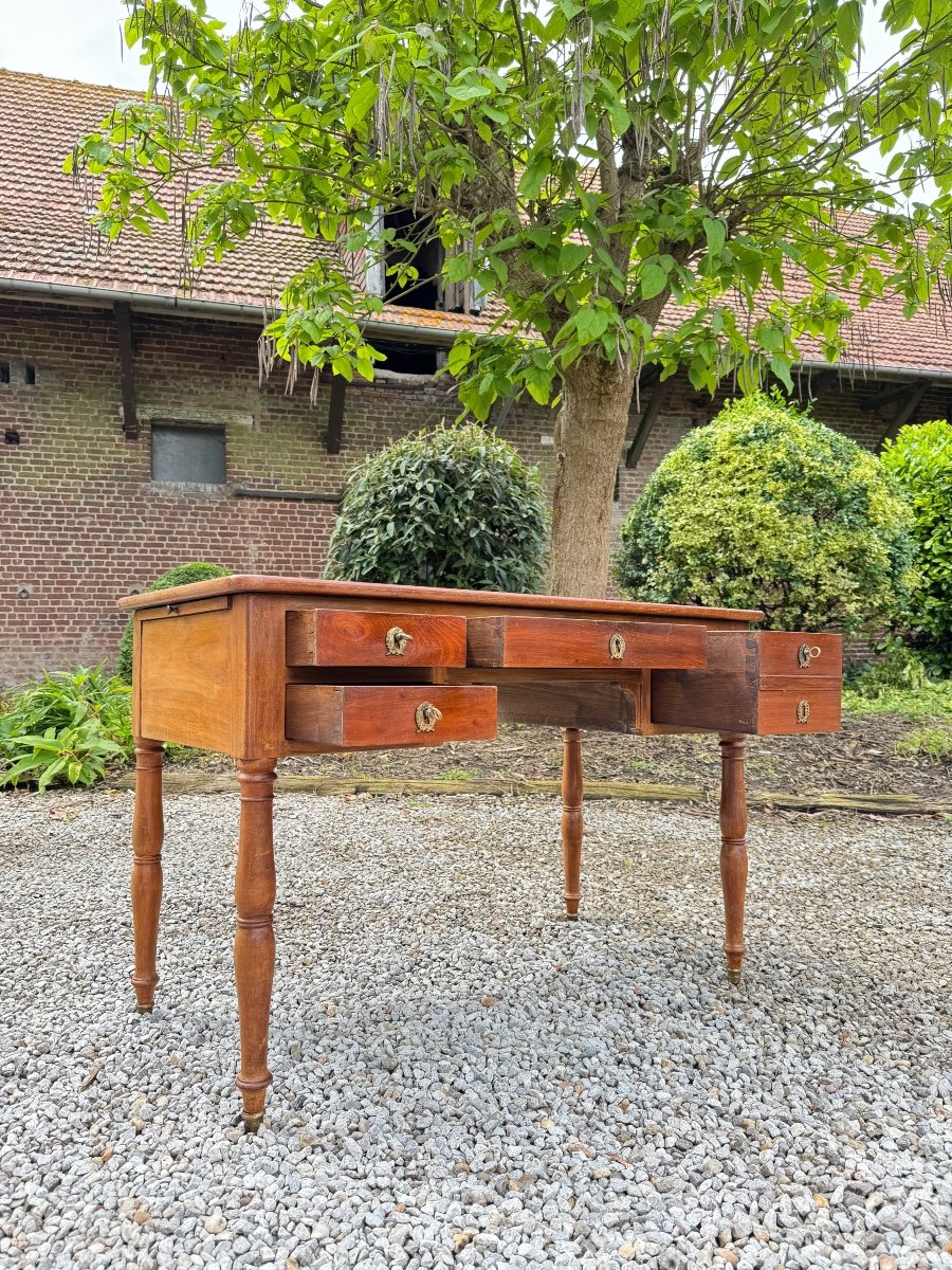 Bureau Plat En Acajou De Style Louis Philippe XIX Eme Siècle -photo-5