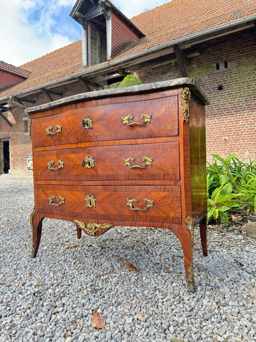 Commode En Marqueterie D’époque Louis XV XVIII Eme Siècle -photo-2