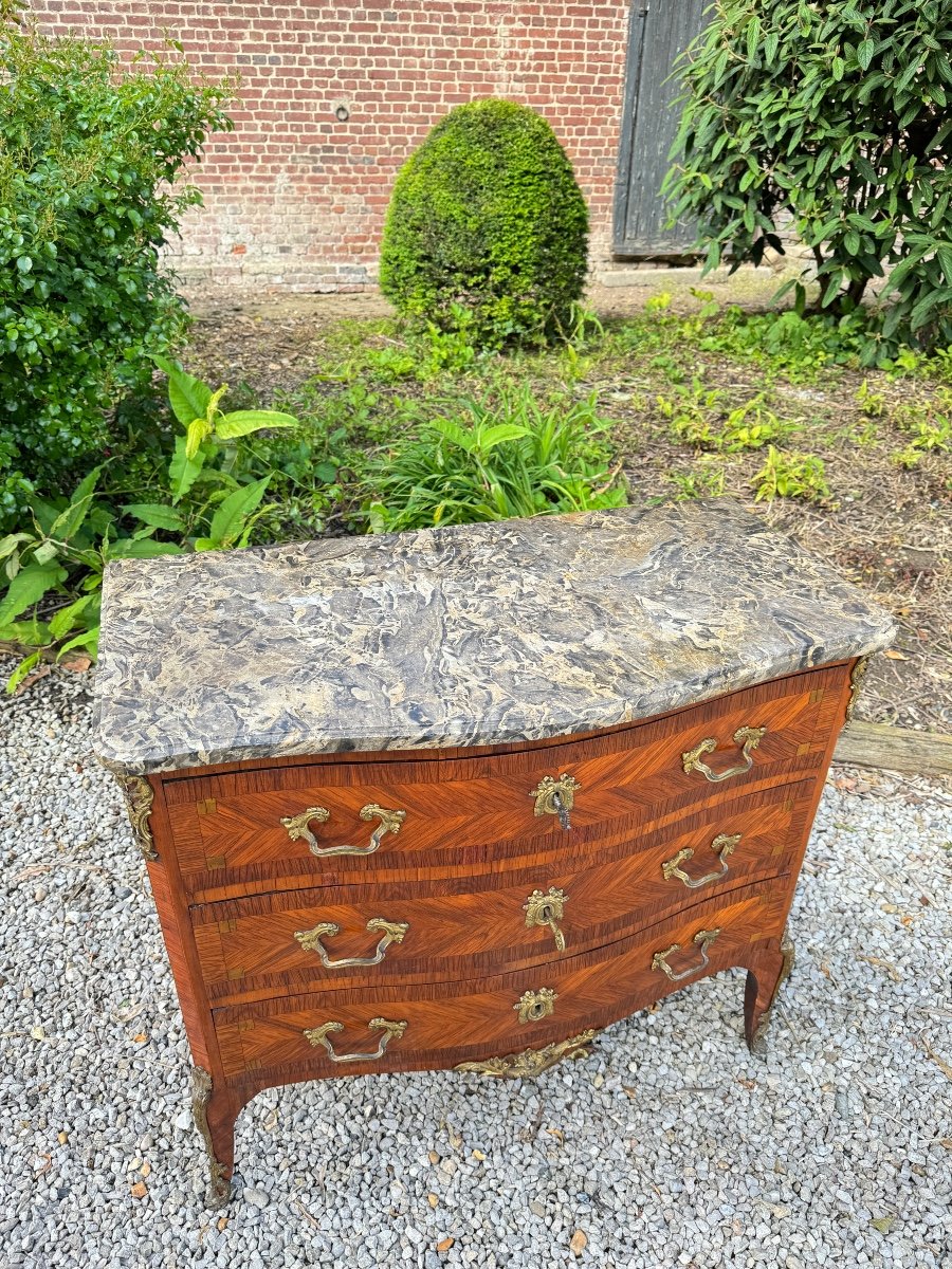 Commode En Marqueterie D’époque Louis XV XVIII Eme Siècle -photo-4