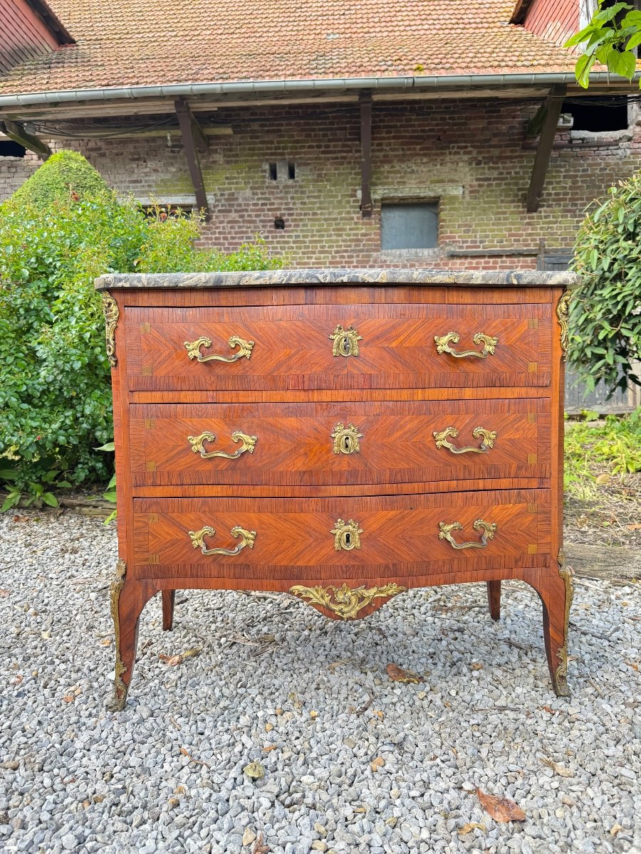 Commode En Marqueterie D’époque Louis XV XVIII Eme Siècle -photo-1