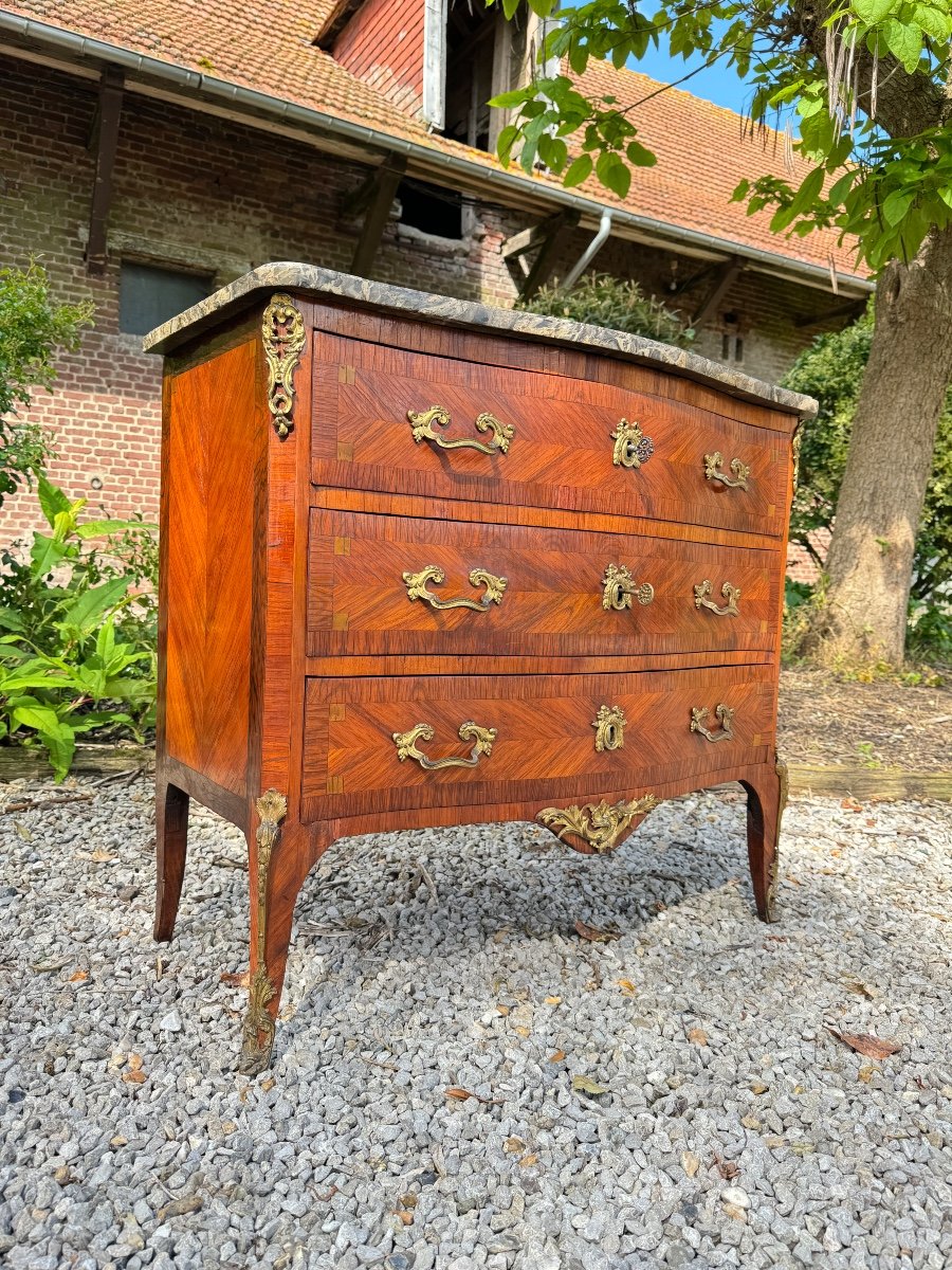 Commode En Marqueterie D’époque Louis XV XVIII Eme Siècle -photo-2